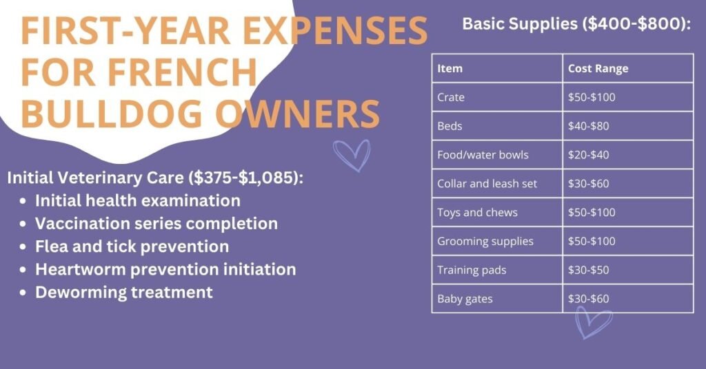 First-Year Expenses for French Bulldog Owners chart